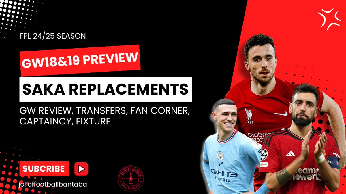 KotuClassic's tweet photo. New Episode Alert: GW18 &amp; 19 Preview! In this episode we discuss the hot topic of Saka Replacements and other interesting topics such as fixture swings. Merry Christmas to all our viewers out there! https://t.co/jfV9XxOTvS https://t.co/vIT51a1Tf5