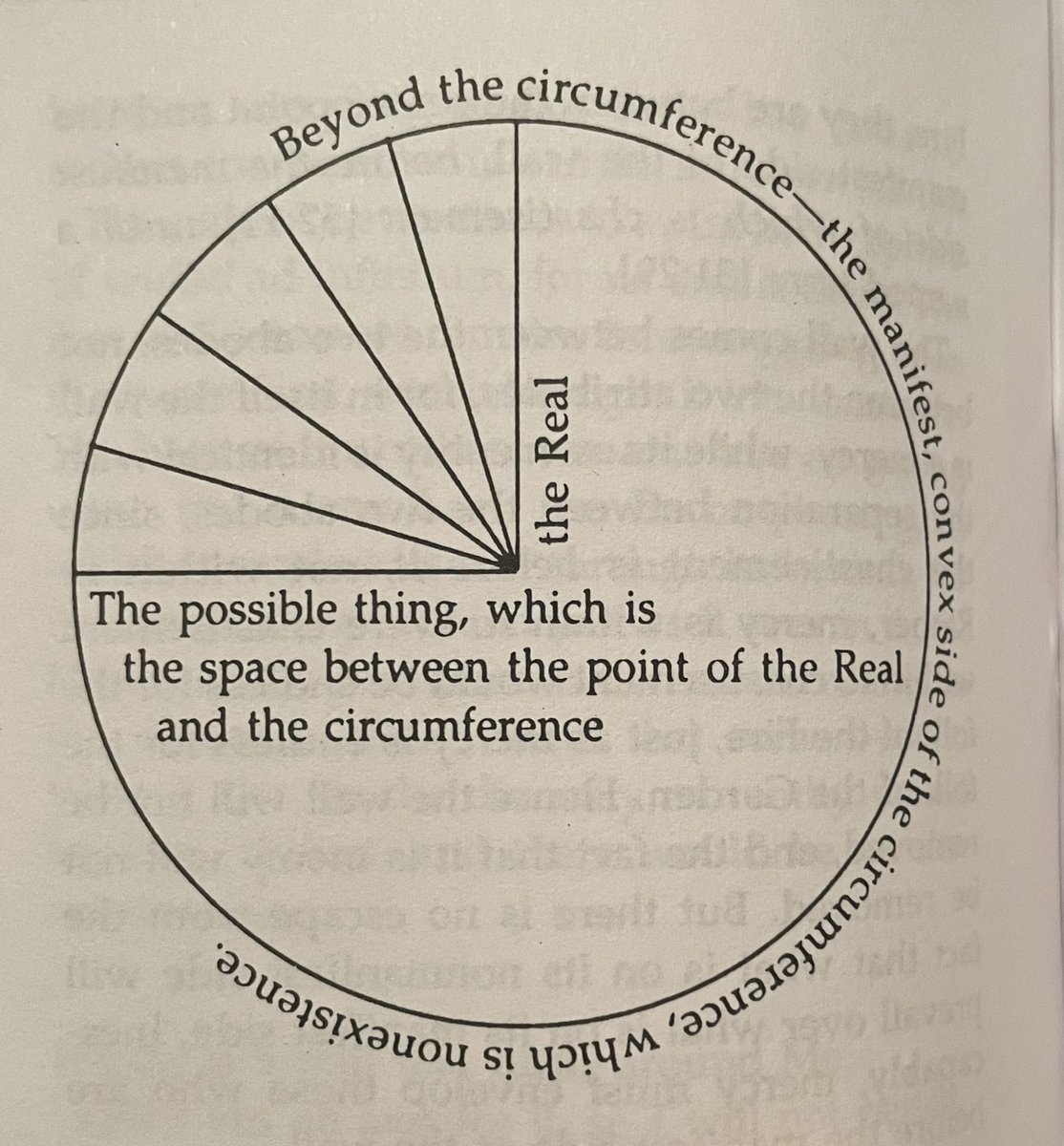Ibn ʿArabī in chapter 360 of the Futuhat describes the cosmos as a circle using light and darkness as metaphors.

The Necessary Being (God) also known as the Real is sheer Light which is the center point.

The space outside the circumference is sheer darkness (impossible thing)