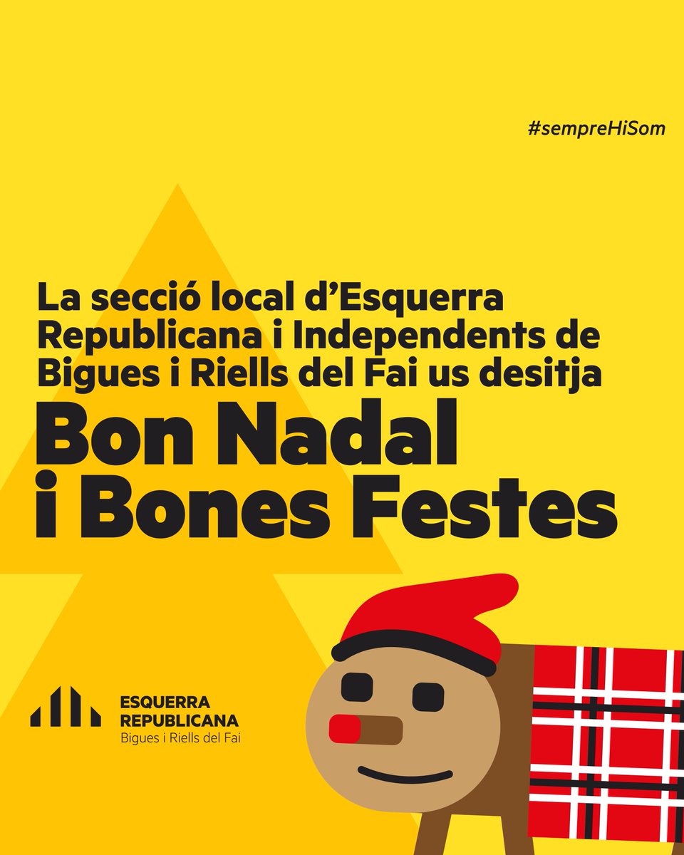 ERC_BiR's tweet photo. La Secció Local d'Esquerra Republicana i Independents de Bigues i Riells del Fai us desitgem un Bon Nadal i unes molt bones festes i que gaudiu dels àpats, les famílies i els amics. 

Bon Nadal i bones festes! https://t.co/3dxZoAvhAS