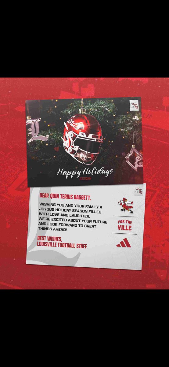 Happy holidays <a href="/JeffBrohm/">Jeff Brohm</a> <a href="/LouisvilleFB/">Louisville Football</a> 🔴⚫️⚪️🎄