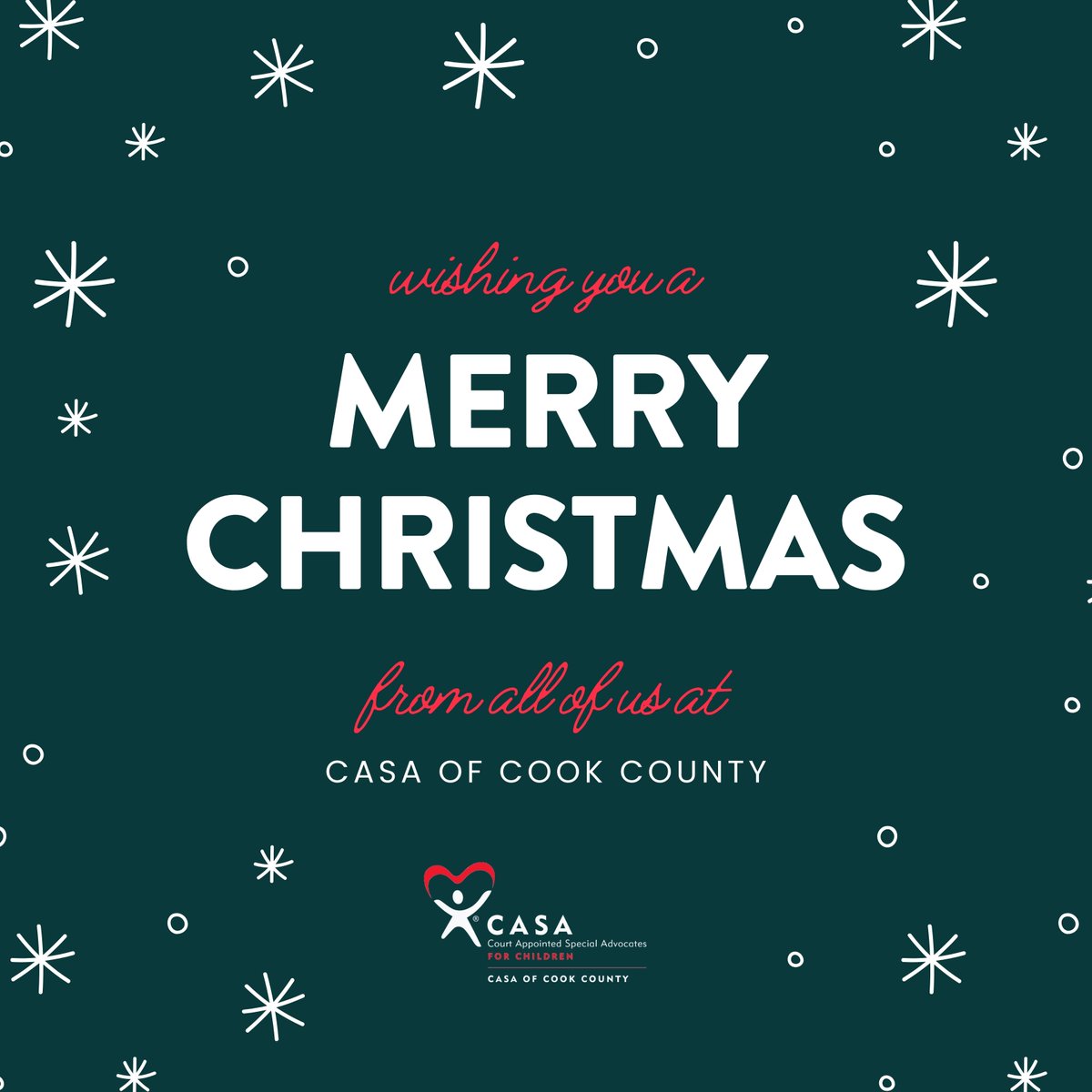 Wishing you all a warm and safe holiday season! 🎄

#CASAofCookCounty #MerryChristmas