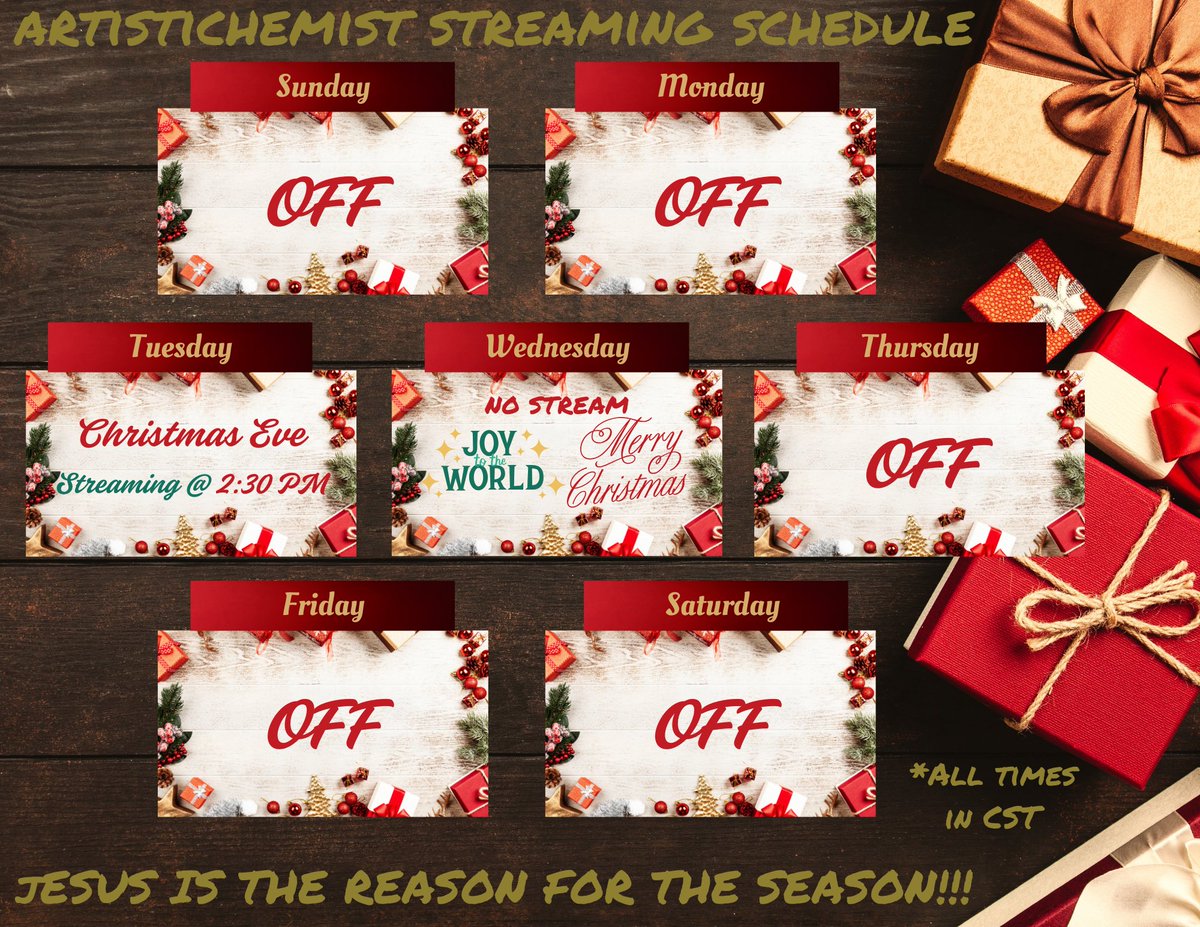 Happy Christmas Eve Neutrons!!!! I’m back! Here is the schedule for the week of 12/22 - 12/28! I hope you have a blessed holiday and remember Jesus is the reason for the season!!! I will see you soon!