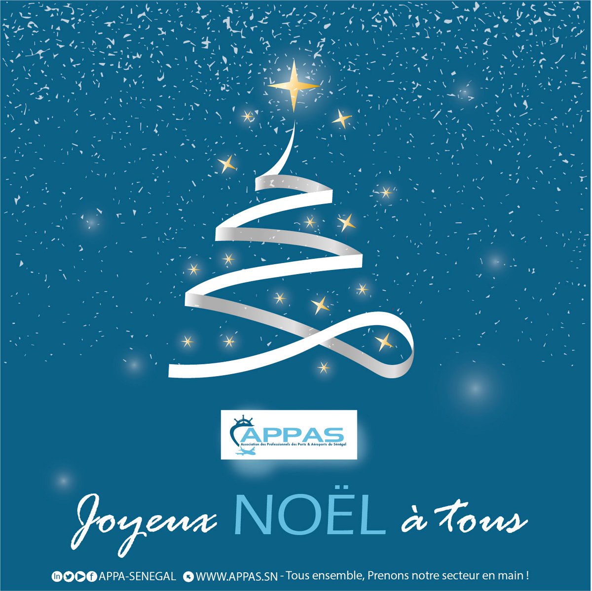appa_senegal's tweet photo. L'Association des Professionnels des Ports et Aéroports du Sénégal vous souhaite un Joyeux Noël.

#appas #appasenegal #senegal #kebetu #JoyeuxNoël #association #ports #aeroport #hub @momarmadafall https://t.co/upVgkYwuLI