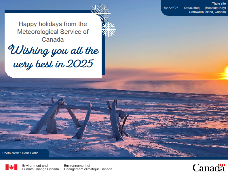 Happy holidays from the Prairie and Arctic Storm Prediction Centre meteorologists with the Meteorological Service of Canada!

Enjoy this beautiful photo, taken in Nunavut, Canada.