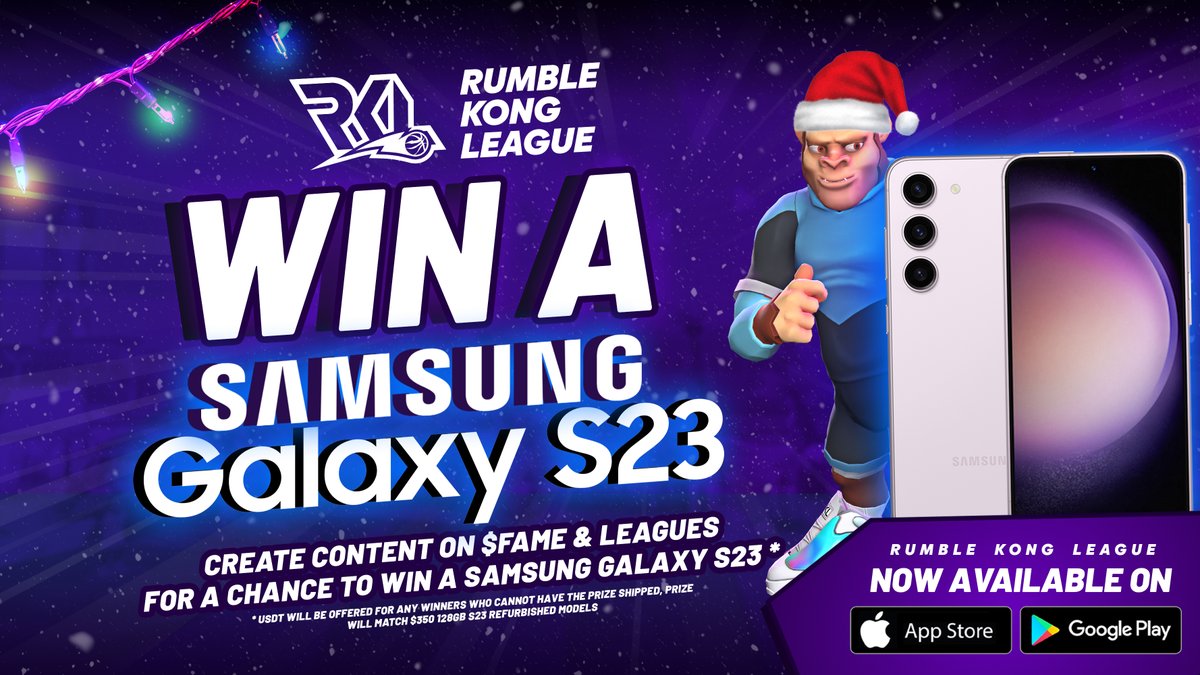 Step Up for the Hoopsmas Hustle 🎄

Win 1 of 2 Samsung Galaxy S23 Phones 🔥

To Enter:

🏀 Make a Post About Our Leagues Mode
💰 Mention $FAME in your tweet
🫂 Tag <a href="/RumbleKongs/">Rumble Kong League</a> 

Need some content inspiration? 👇