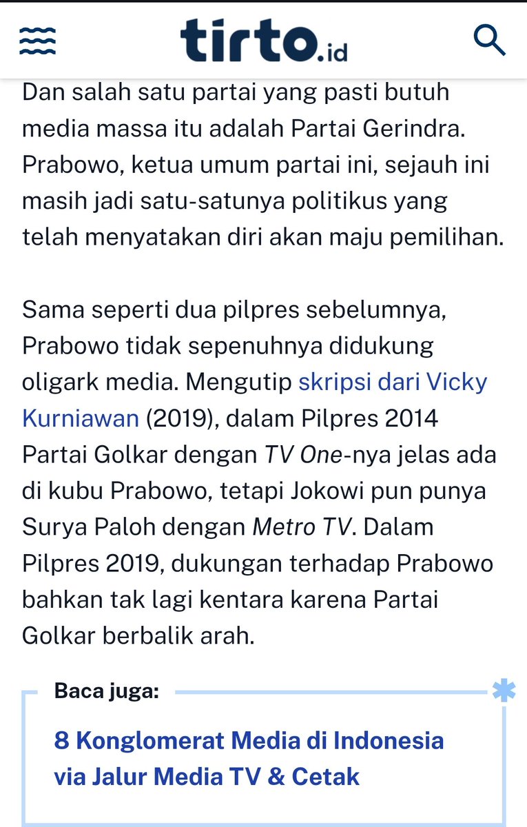 vickyelkhaer's tweet photo. Tulisan saya dikutip oleh @bermainiman (Felix Nathaniel) dalam artikel @TirtoID. Sebagai pembaca setia Tirto, saya merasa senang dan bahagia atas ini. Mungkin sederhana tapi bagi saya hal ini menggembirakan. Terimakasih. https://t.co/A8yYQJeeIG