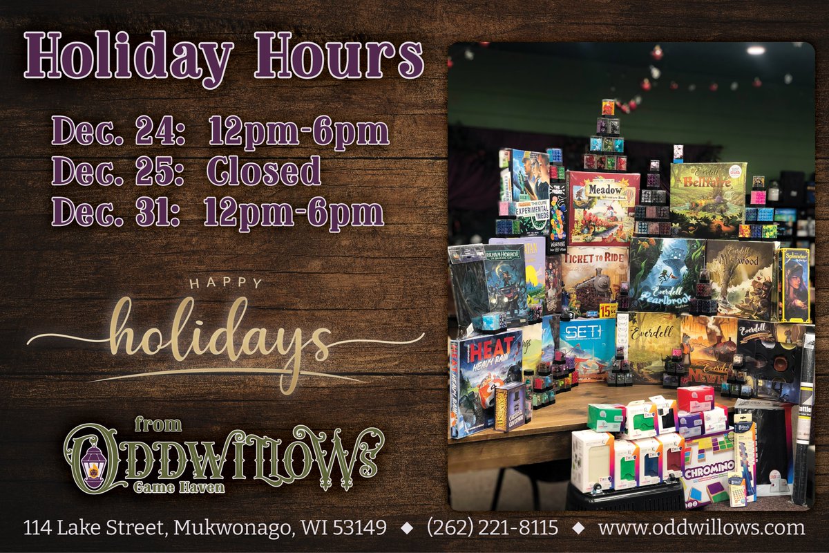 Yes we are open today! Come in to play or for last minute gifts. We just got a shipment of goodies, and still have plenty of gift certificates and gift coins available!