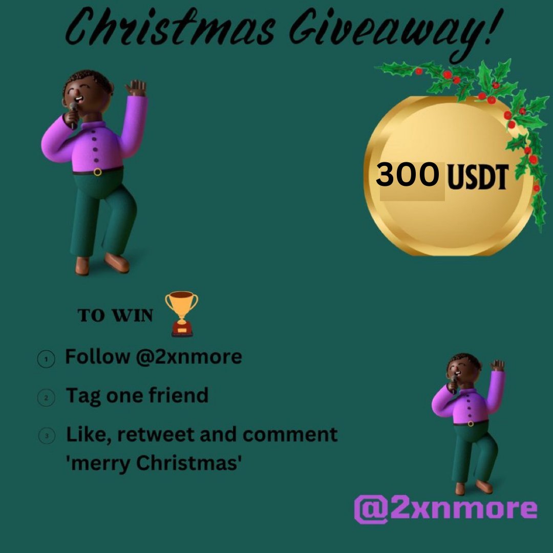 2xnmore's tweet photo. In the spirit of #Christmas, I will #Giveway $300 to 1 lucky person, all you need to do is 👇🏼

• Follow me
• Tag a friend or two
• like retweet and comment

The winner will be picked on the 1st of January 2025.
Thank you for your continuous support.

$BKN $RIO $RNB $YBR $INX $HTS $UPO $UBX $DIONE $PROPS $PROPC $ANYONE $RENDER $QUBIC $PAAL