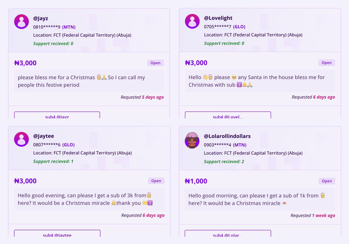 sub4me_official's tweet photo. 🇳🇬🎄Tomorrow’s the big day! You can still make a difference this season by granting a request today. Checkout some users requests for this Christmas celebration.
Join us today https://t.co/YMrhfnDc23
#sub4me #MerryChristmas #Nigeria #ChristmasEve https://t.co/mBH8eu9OeS