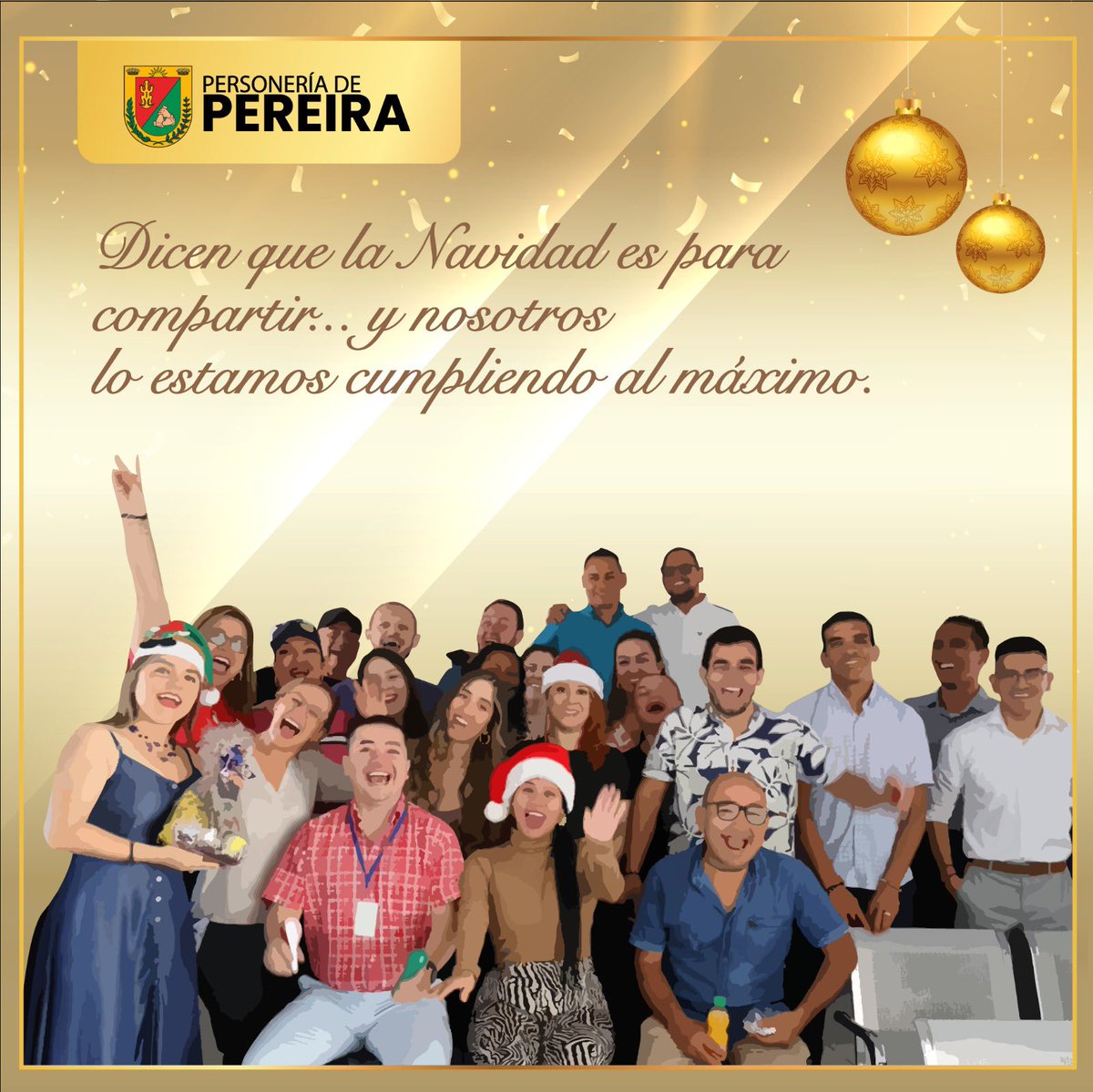 PersoneriaPe's tweet photo. 🎄 Desde la Personería de Pereira les deseamos una Navidad llena de amor, paz y esperanza. Sigamos construyendo juntos una ciudad más justa. 🌟 ¡Feliz Navidad! 🎅 #Navidad2024 #PereiraUnida https://t.co/RzRipwPqo5