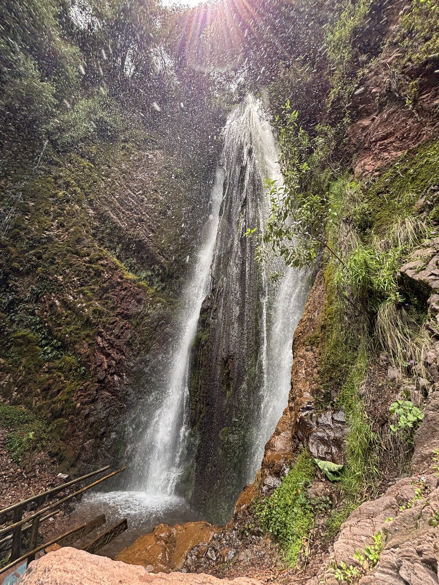 Trekking to the Poc Poc waterfalls in Urubamba Valley