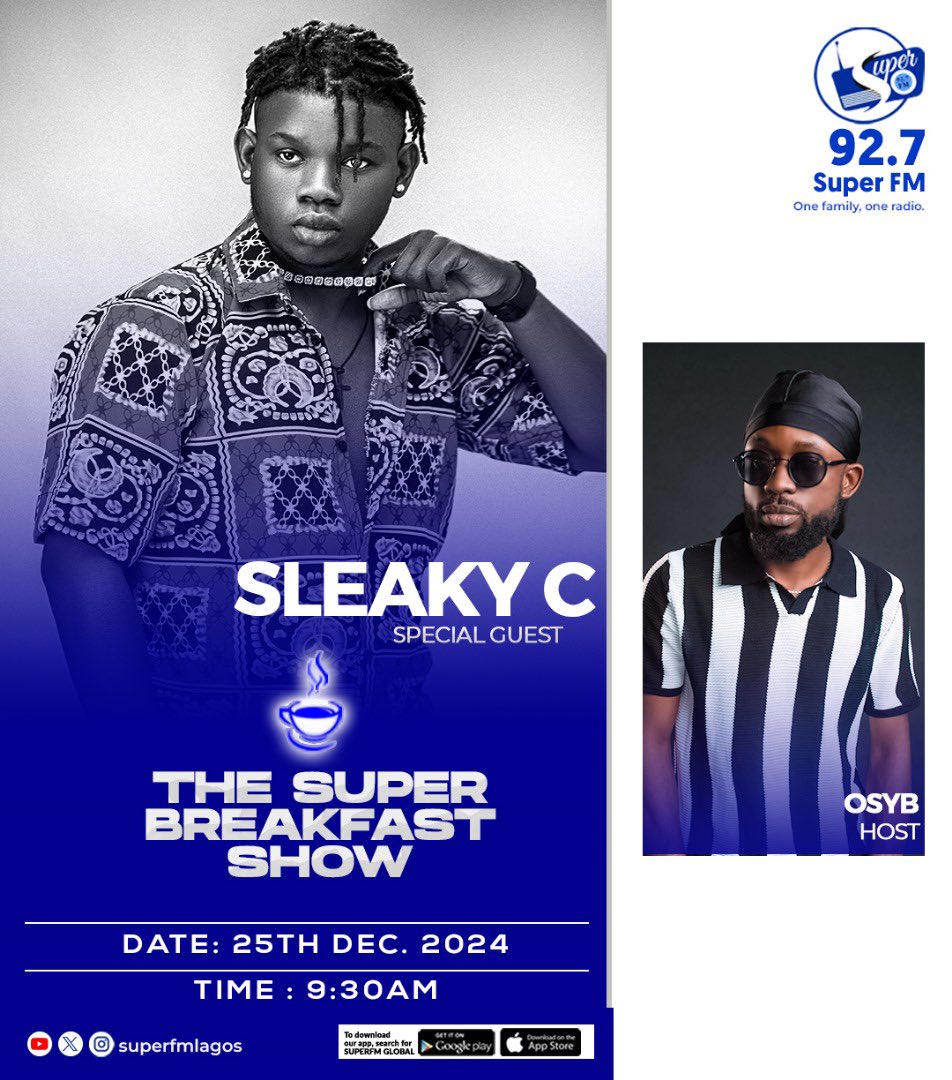 sleaky_c's tweet image. IT'S A CHRISTMAS MAGIC🎄! I'm going LIVE on @SuperFMLagos  tomorrow morning and I want YOU to be a part of it! Catch me live and Keep streaming #OHEMA #mkido #superfmlagos 
push.fm/fl/xxaf3myg