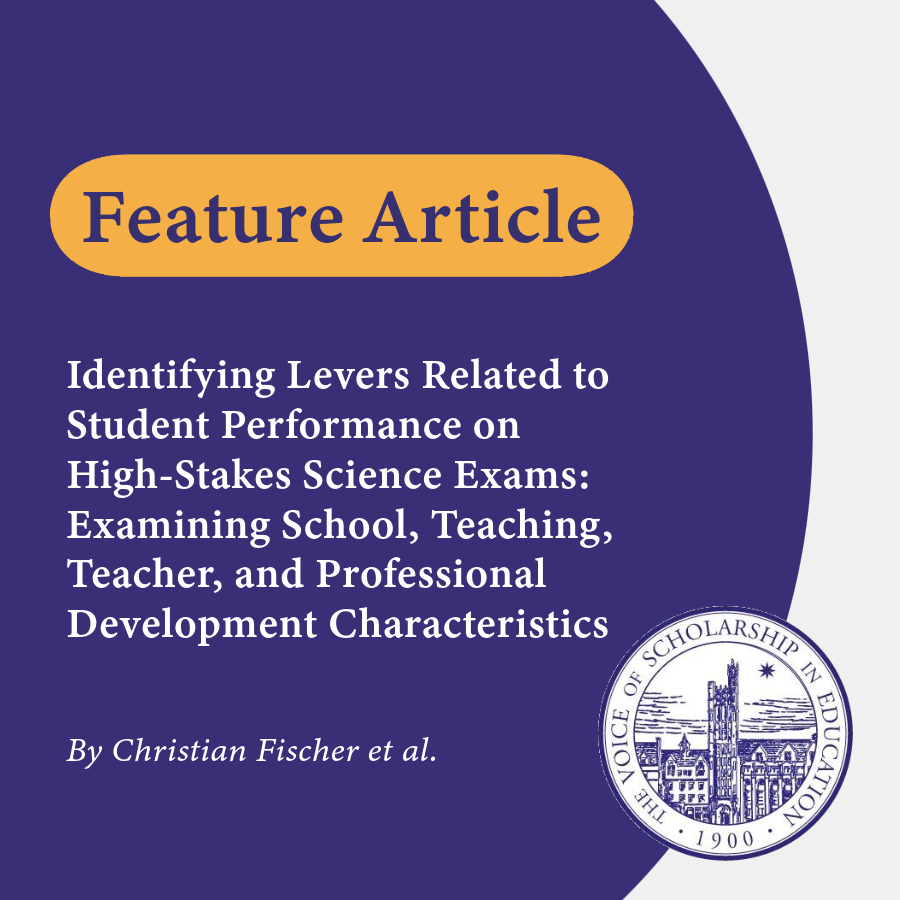 In their article,  Dr. <a href="/ChFischer88/">Christian Fischer</a> et al. attempt to identify levers to increase student learning in secondary education by examining teacher professional development and student scores on AdvancedPlacement exams: ow.ly/TBIq50UwEZg <a href="/EDCtweets/">edc.org</a>