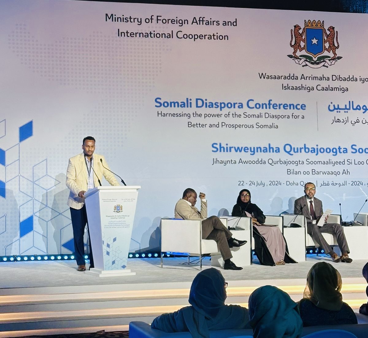 Somali Norwegian Strategic Partners participated today in the fourth annual Somali Diaspora Conference, organized by the Somali Ministry of Foreign Affairs and held in Mogadishu. 

Our CEso <a href="/saidAlimaad/">Said Ali Maad</a> led a panel discussion on how the Somali diaspora can play a more active role