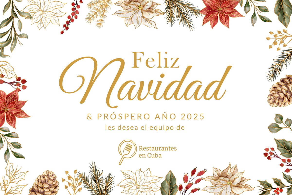 Restaurant_Cuba's tweet photo. @JuannCarlosGG Felices fiestas a todos en Cuba. 
Salud y próspero 2025. https://t.co/qp9D42taEP