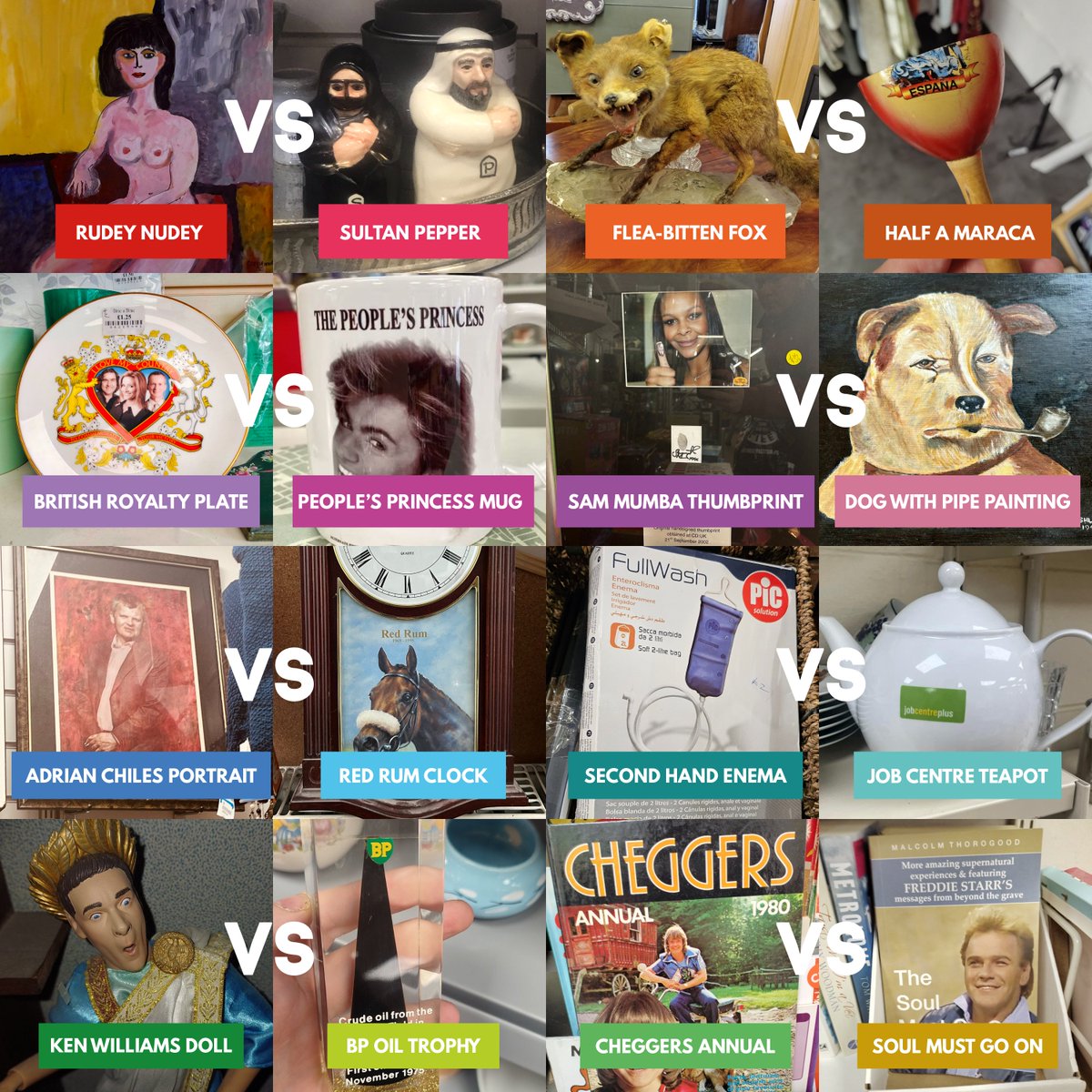 3,200 votes have been counted and only 16 items have gone through to...

🌟TAT OF THE YEAR - ROUND 2🌟

Now all votes are head-to-head in winner takes all. Will your favourite get through to the final 8?

Remember the winning item will get a £40 donation!

⬇️ Vote Below