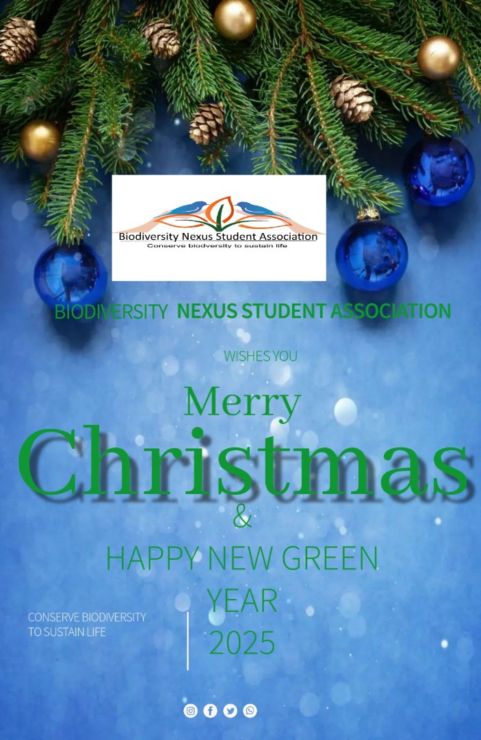🎄✨ Merry Christmas and Happy New Green Year 2025! 🌿  
As Biodiversity Nexus Student Association, let’s celebrate this season with joy and a commitment to preserving nature's wonders.  
Together, let’s nurture a greener, more sustainable future! 🌱