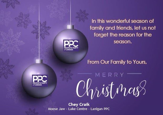 cheycraik's tweet photo. Merry Christmas from our family to yours. 

#PPC #MJLCL #MaximeBernier #Canada #JoinPPC https://t.co/1rzf2QKzmL