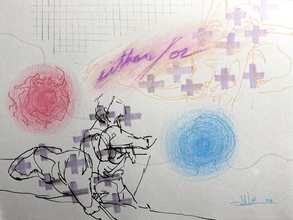 I was listening to music and started pondering the phrase "either/or". It's a funny idiom, since "either" and "or" have similar meanings. #drawing #fineart #art #figurativeart