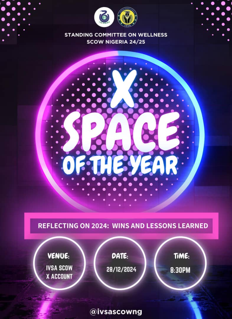 IVSA_SCOW_NG's tweet photo. 🌻 IVSA SCOW 🌻

Join us on Dec 28th, 2024 for our X Space of the Year! 🎉
Celebrate wins, share lessons, and get hyped for 2025! 💪

Follow us to stay updated: https://t.co/FUuAMsyVJ7

Save the date! 🗓️
#IVSASCOW #2024Wins #LessonsLearned 🥳 https://t.co/lek5PDKkBE