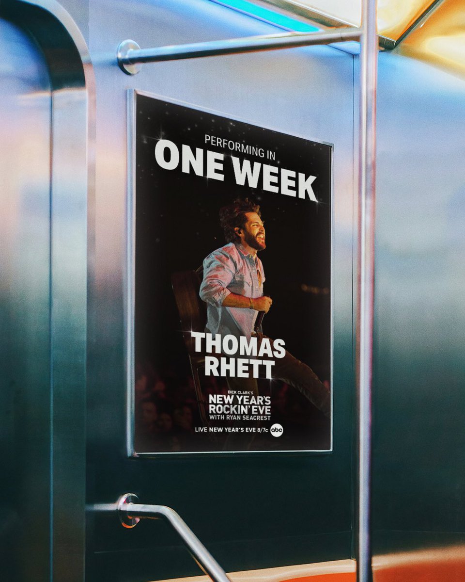 Thomas Rhett (@thomasrhett) on Twitter photo ONE WEEK TO GO until I bring in the NEW YEAR on <a href="/RockinEve/">New Year’s Rockin’ Eve</a> ! Tune in on New Year’s Eve at 8/7c on <a href="/ABCNetwork/">ABC</a> 🎊 #RockinEve ONE WEEK TO GO until I bring in the NEW YEAR on <a href="/RockinEve/">New Year’s Rockin’ Eve</a> ! Tune in on New Year’s Eve at 8/7c on <a href="/ABCNetwork/">ABC</a> 🎊 #RockinEve