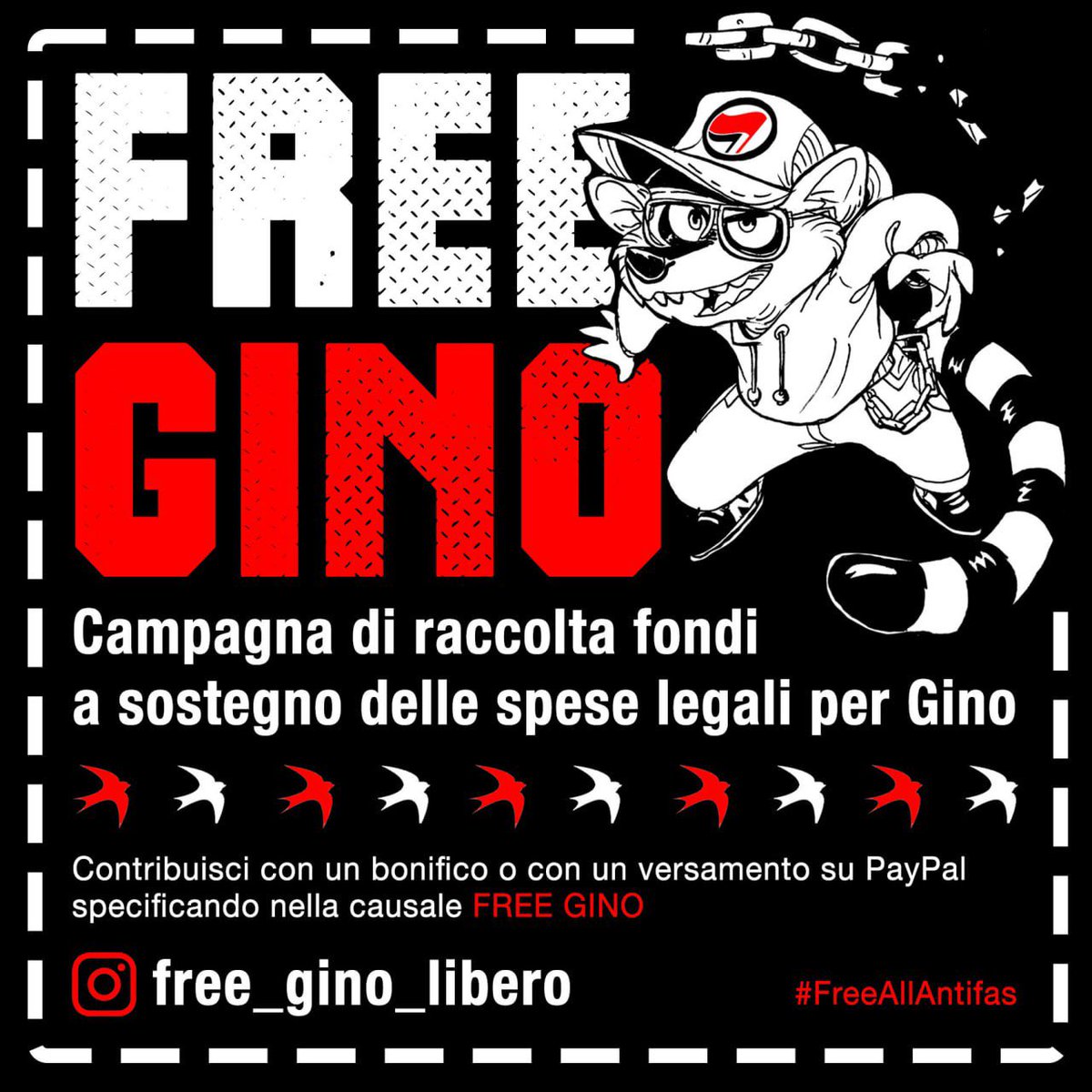 Campagna di raccolta fondi a sostegno delle spese legali
per #FreeGino #FreeAllAntifas 👉🏿 freeallantifas.noblogs.org/raccolta-fondi…