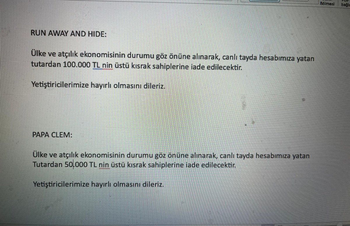 Sayın yetiştiricilerimizin dikkatine...