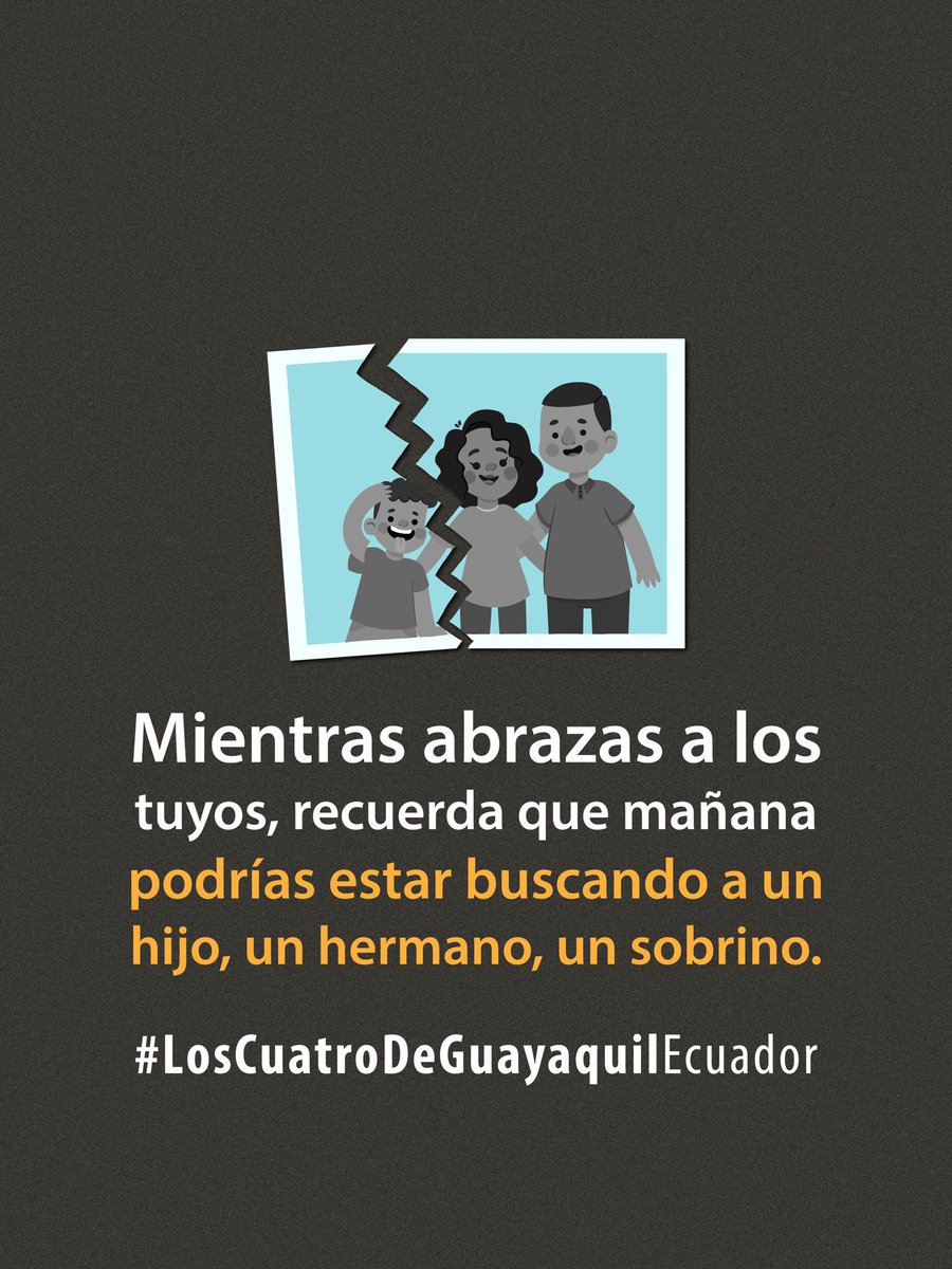 Porque no olvidamos, porque la lucha es de todas y todos, ellos necesitan regresar a casa.

Hoy son ellos. Mañana, podría ser uno de los tuyos. 

#LosCuatroDeGuayaquilEcuador