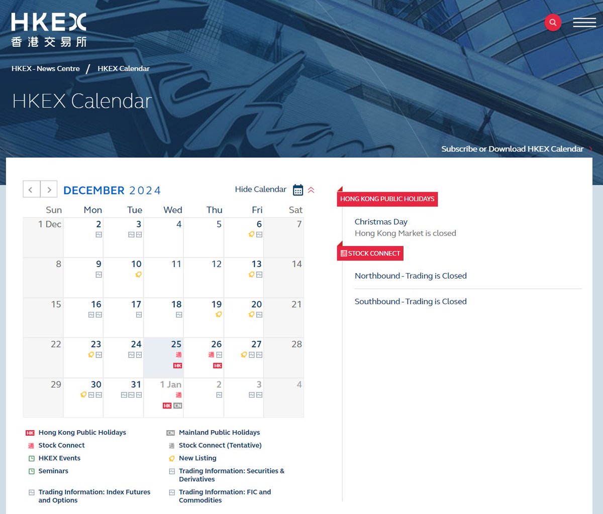 CN_Note 🇨🇳🇭🇰Hong Kong stock market closes on Christmas Day while  mainland #China markets open as usual. #CHINA $SHCOMP $SSEC $ASHR $HSI  $KWEB $FXI $HXC $DRAG $YINN $YANG