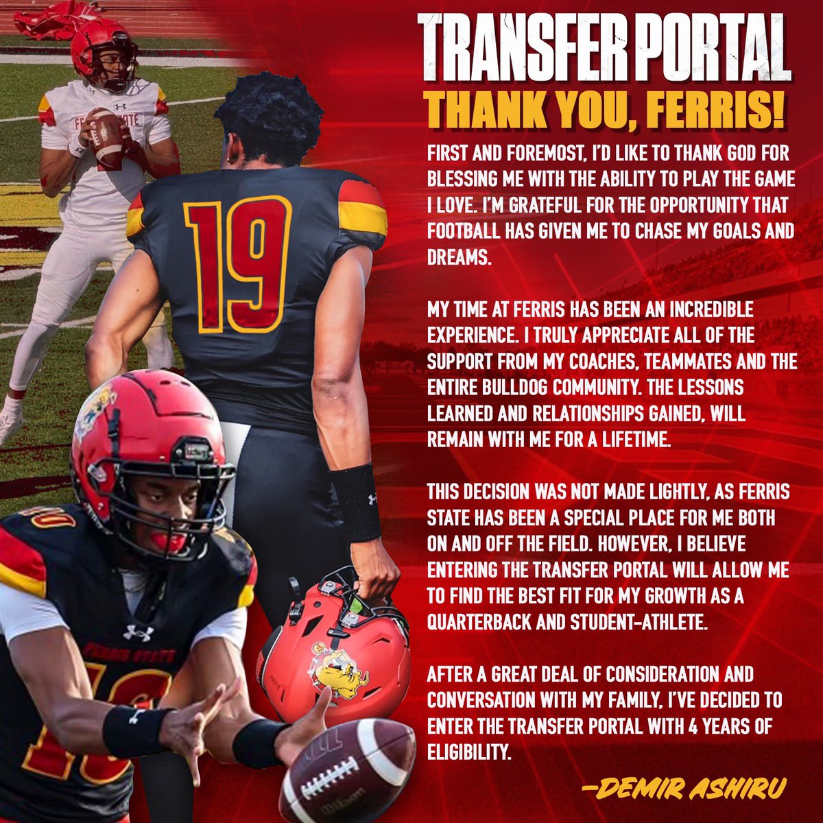 Officially in the portal with 4 years of eligibility.