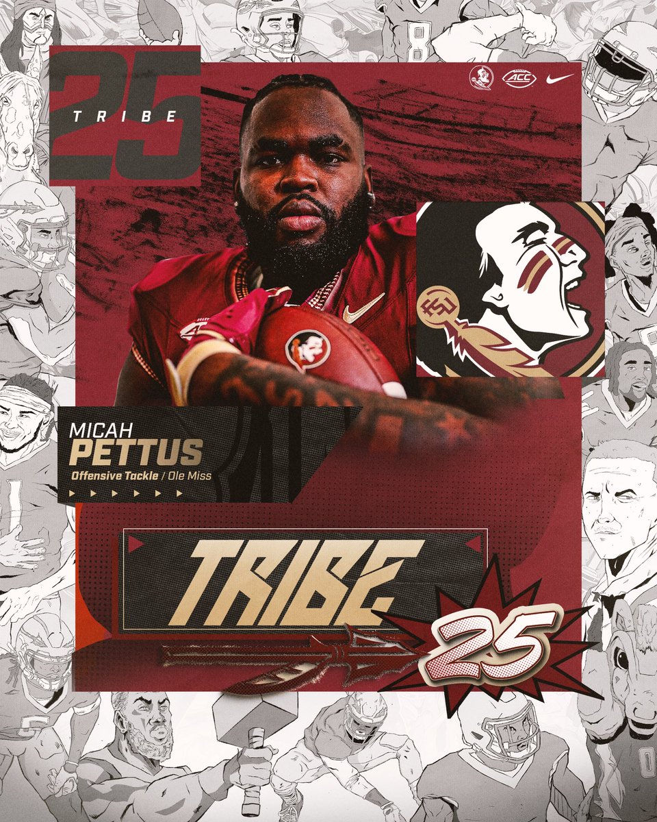 FSU Football (@fsufootball) on Twitter photo We’re fortifying the line in #Tribe25 with size, strength, athletic ability and experience - welcome to the #NoleFamily, <a href="/micahpettus2/">Micah Pettus 🔝</a>!
🔗: noles.co/tribe25 We’re fortifying the line in #Tribe25 with size, strength, athletic ability and experience - welcome to the #NoleFamily, <a href="/micahpettus2/">Micah Pettus 🔝</a>!
🔗: noles.co/tribe25