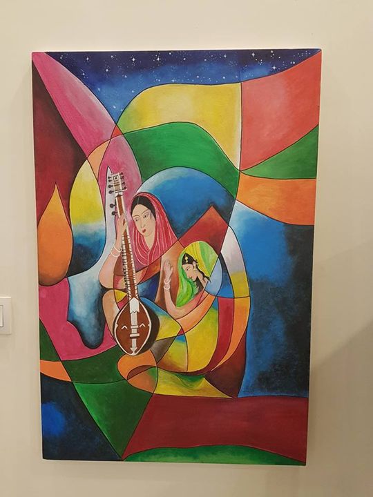 SkyBlueCPCP's tweet photo. Art of the Day: "Farshi Mehfil On A Stary Night Abstr". Buy at: https://t.co/nH8Y3Eda9P https://t.co/ROi0YGMJzX