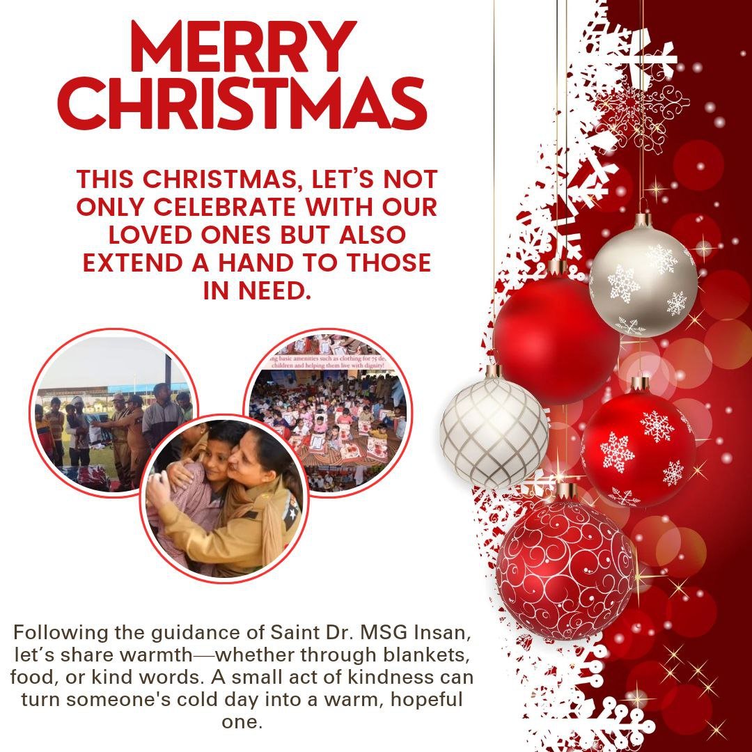Lovepre22649363's tweet photo. Saint Dr MSG guides every festival to celebrate the goodness of humanity to bring smiles on the faces of children. Followers of Dera Sacha Sauda, ​​also distribute winter clothes, blankets and other essential items to the needy people every winter on #Chrishtmas.
#MerryChristmas https://t.co/TA9HRgSq9e