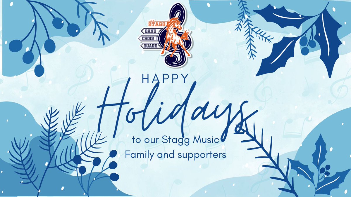 Happy Holidays to all! <a href="/StaggMarching/">Stagg Marching Chargers</a> <a href="/staggchoir/">Stagg Choir</a> <a href="/StaggColorGuard/">Stagg Color Guard</a> <a href="/StaggHighSchool/">Stagg High School</a>