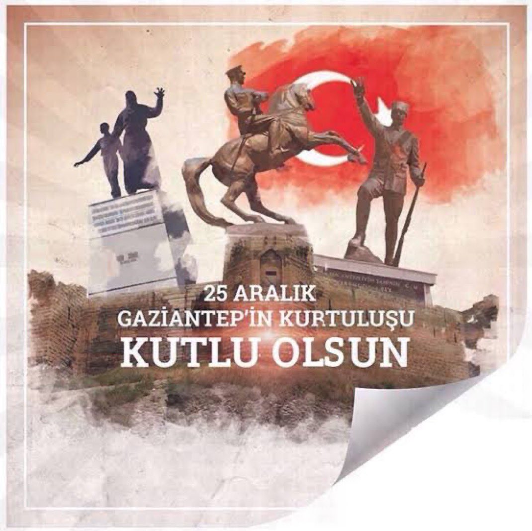 Antep'i, dillere destan kahramanlıklarıyla Gaziantep yapan koca yürekli insanları yani 6317 şehidimizi ve gazilerimizi, rahmet ve minnetle anıyoruz.

🇹🇷 25 Aralık Kurtuluş Günümüz kutlu olsun.

#25Aralık 
#AntepinKurtuluşu
