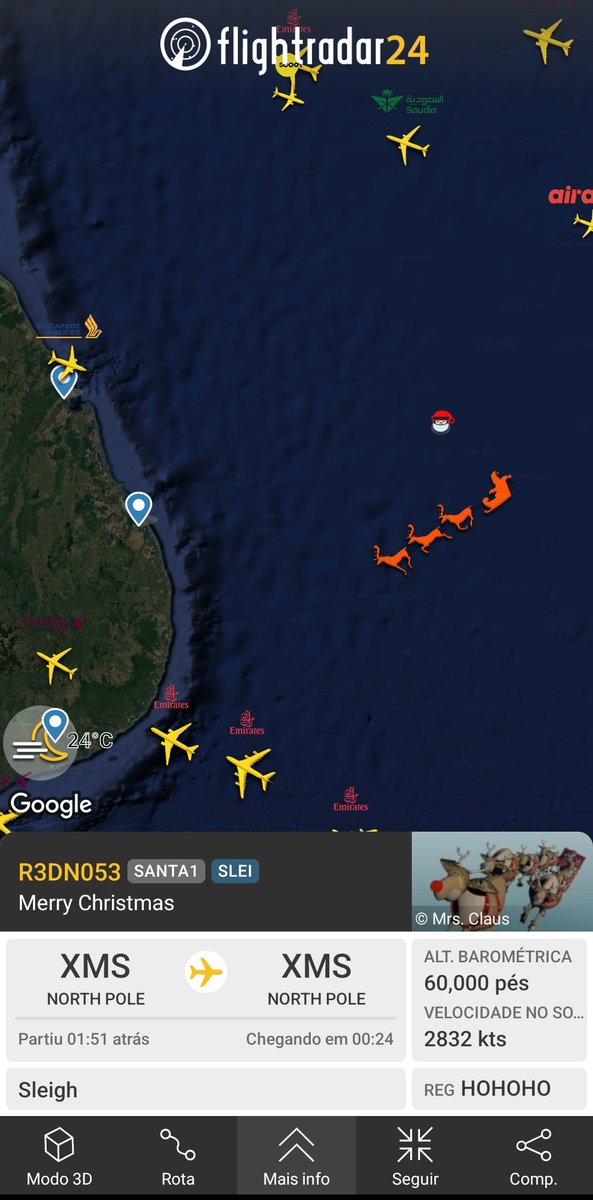 CaioAlmd4's tweet photo. #SantaTracker24 @flightradar24 https://t.co/ieOSqEQHg2