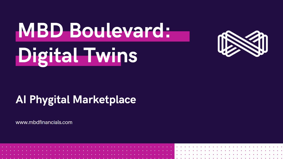 MBDFinancials's tweet photo. Digital Twins in the MBD ecosystem, especially on MBD Boulevard, bring the physical and digital worlds together in exciting ways:

1⃣ Interactive Experiences: Brands can create virtual replicas of products, allowing users to explore, try on, or interact with them in real-time.

2⃣ Better Engagement: From virtual property tours to immersive brand showcases, businesses can connect with customers like never before.

3⃣ Smarter Insights: Real-world data linked to these digital twins helps businesses improve products and experiences.

4⃣ New Revenue Opportunities: Businesses can sell, lease, or offer exclusive access to their digital twins.

5⃣ Web3 Integration: Blockchain-backed ownership adds a new layer of security and value for users.

With Digital Twins, Boulevard is reshaping how businesses operate and connect with their audiences. 🌟

#RWA #Metaverse #Web3 #DeFi $MBD