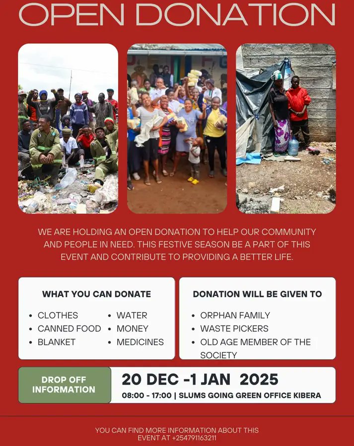 SGGCKENYA's tweet photo. This holiday season, let us remember the power of kindness and community. Many among us are facing unimaginable hardships—families without parents, elders without support, and waste pickers striving to build a better tomorrow for their children. https://t.co/3yN2GnrQoY