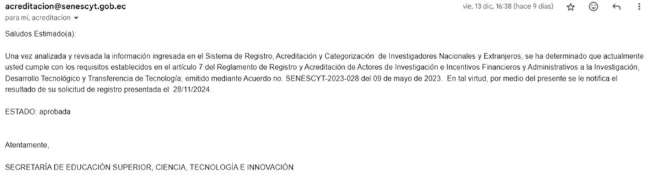 Officially registered as a Researcher in the SENESCYT System for Researcher Registration, Accreditation, and Categorization. I remain committed to scientific research and academic advancement in the medical field.
#Research #Medicine #SENESCYT #Science #Health #Innovation