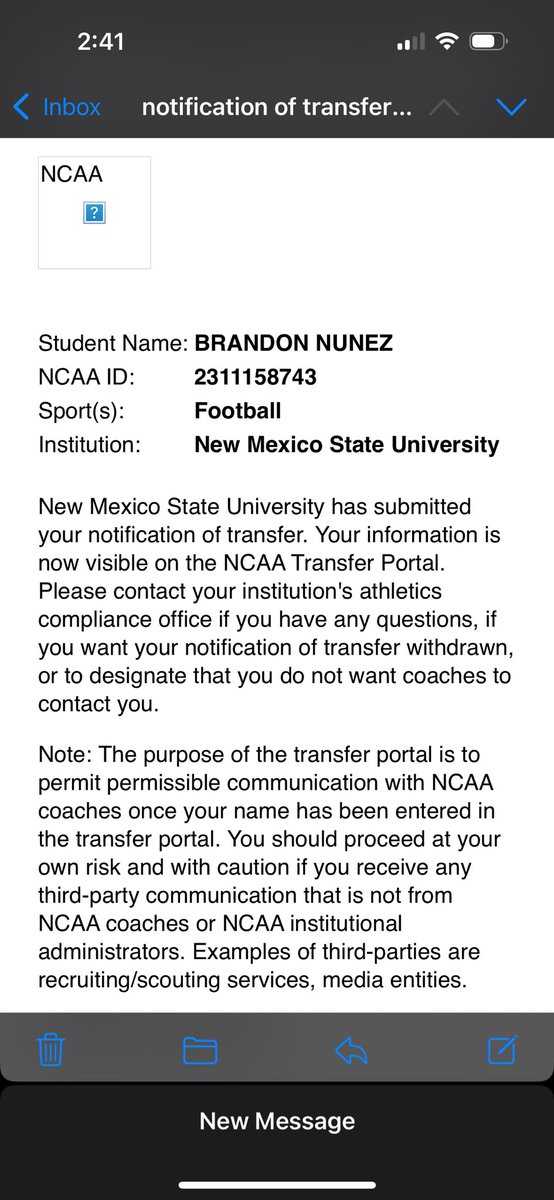 B11King's tweet photo. Thank you to New Mexico State for the time and opportunity. I have now entered the transfer portal. https://t.co/D3hdFYAJx4
