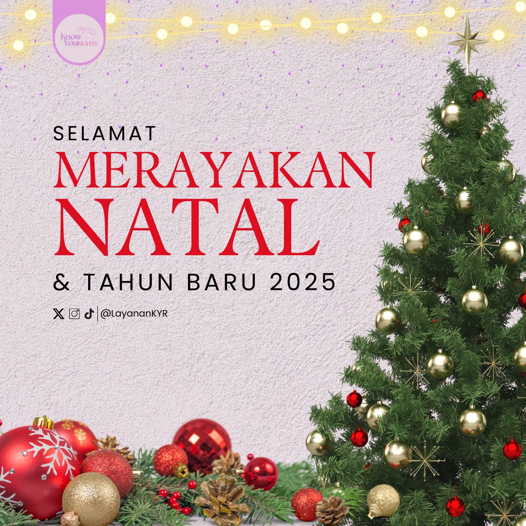 LayananKYR's tweet image. Selamat Natal buat #SobatKYR yang merayakan 🥰 dan selamat Tahun Baru 2025 buat kita semuaaaa 🥳

Hubungi kami jika kamu butuh informasi terkait kekerasn dan pelanggaran HAM yang dialami populasi kunci yaaa 🤗

#KnowYourRights #Kekerasan #HAM #HIV