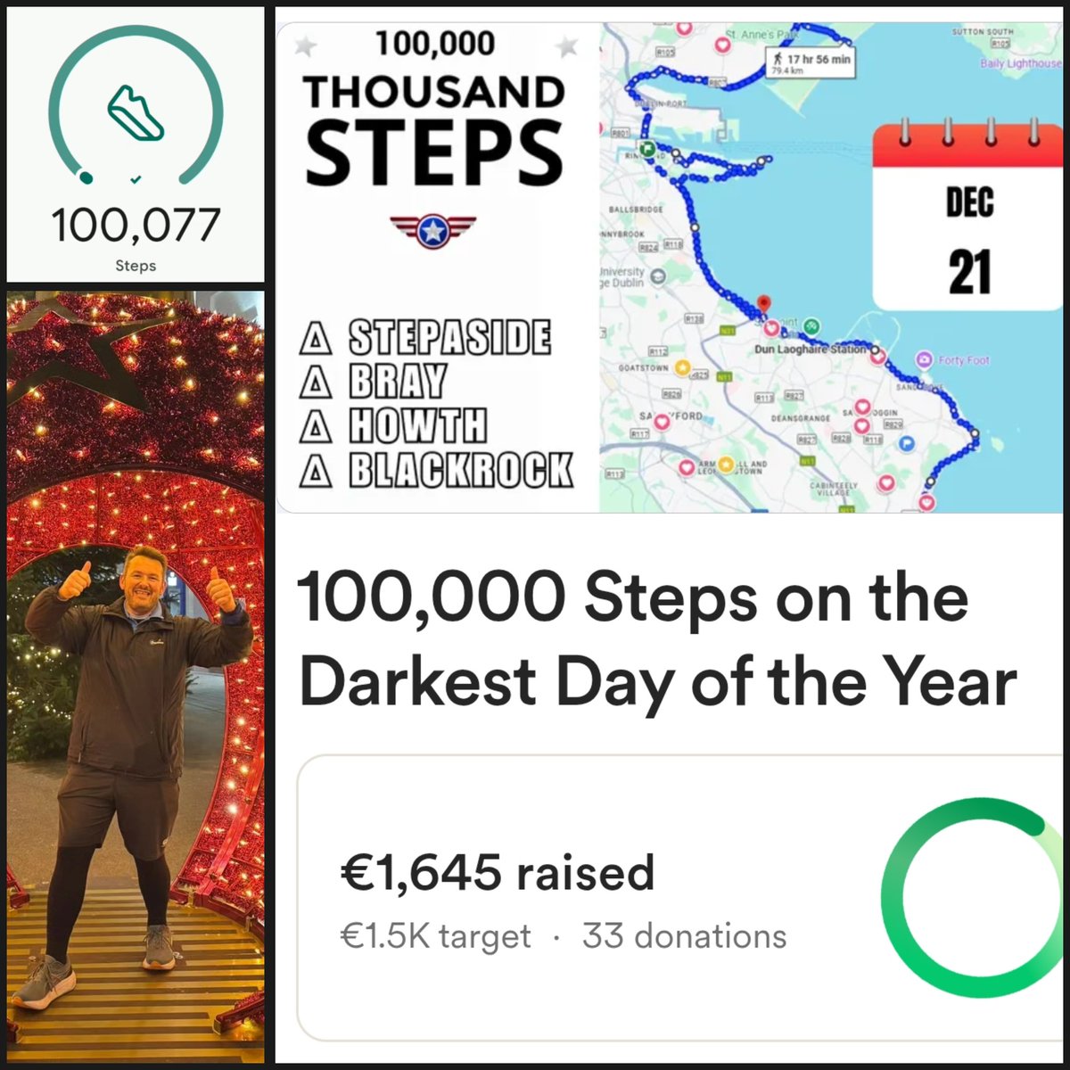 fearo's tweet image. I'm delighted to have raised €1,645 for the @SamaritansIRL I worked hard for those donations. The feet are in a bad way. But all worth it. The Samaritans are such a good cause especially at this time of year. Thank you to everyone who donated. Merry Christmas, Mark 🙌🏻
