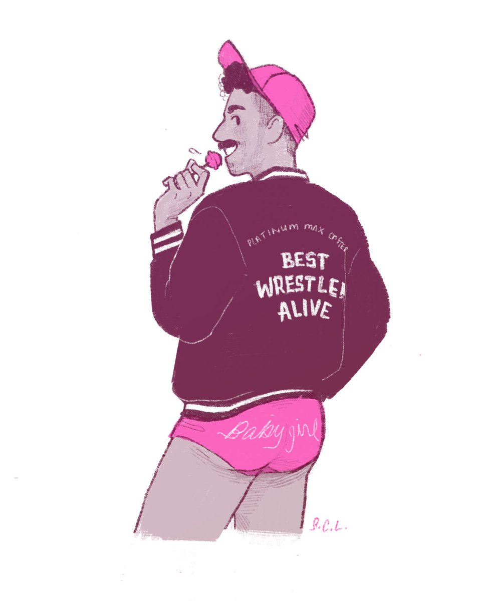 Shoutout to my best friend (@sclappin on Tumblr) for this perfect art of <a href="/PlatinumMax/">''Platinum'' Max Caster</a> for Christmas 🤌🏼💗🎤🤼‍♂️