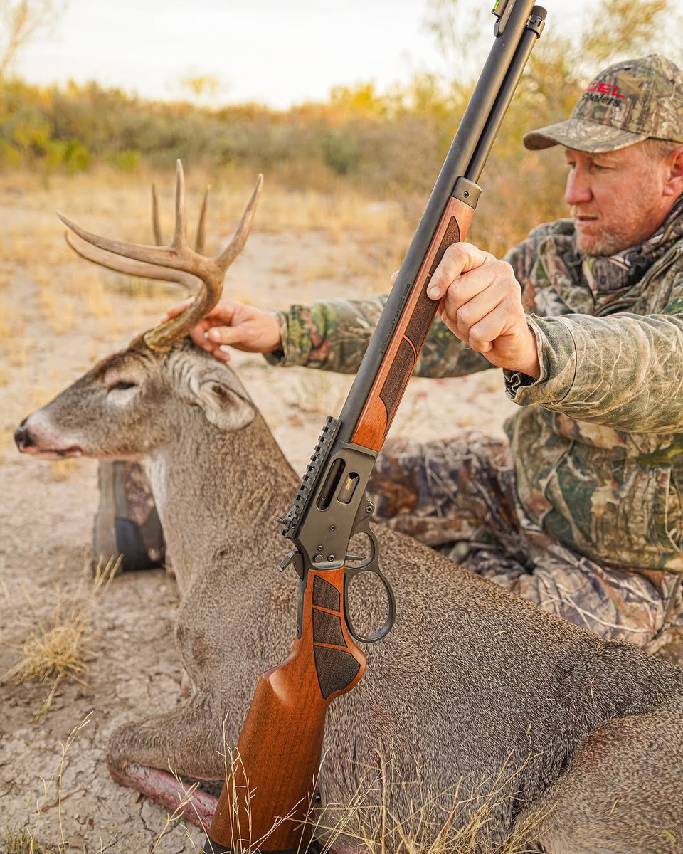 The classic look of the Smith &amp; Wesson 1854 Lever Action .44 topped with a Hi Viz sight #hunting