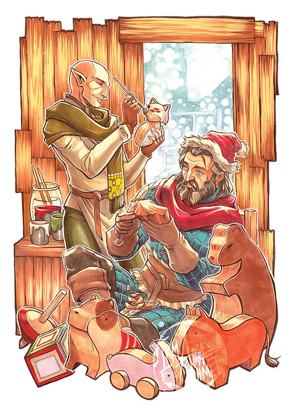 In case I don't finish this year's artwork in time, posting an oldie in its place: Season's Greetings and Happy Holidays! #DragonAge