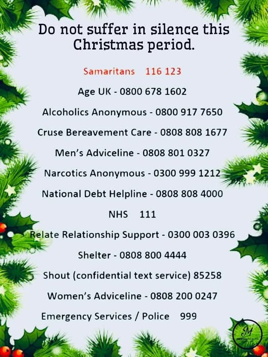 For some this is not a happy time
Remember there is always someone out there
Don't suffer alone