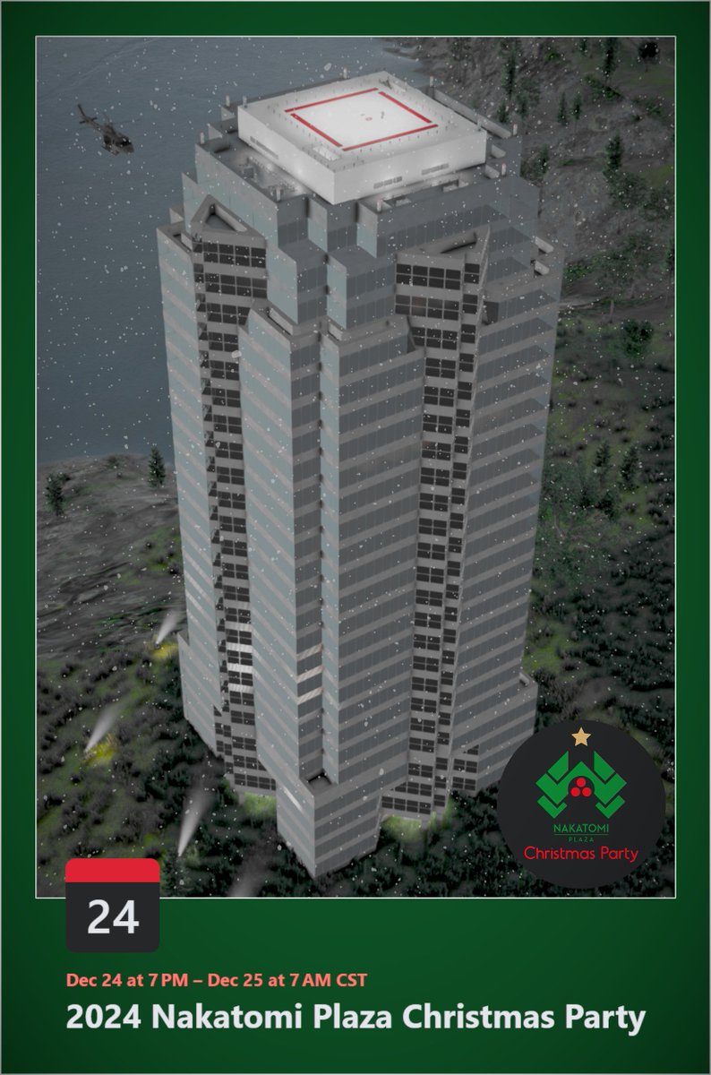 ZEOCMF's tweet photo. Nakatomi Plaza Christmas Party https://t.co/o5SuL14nfM