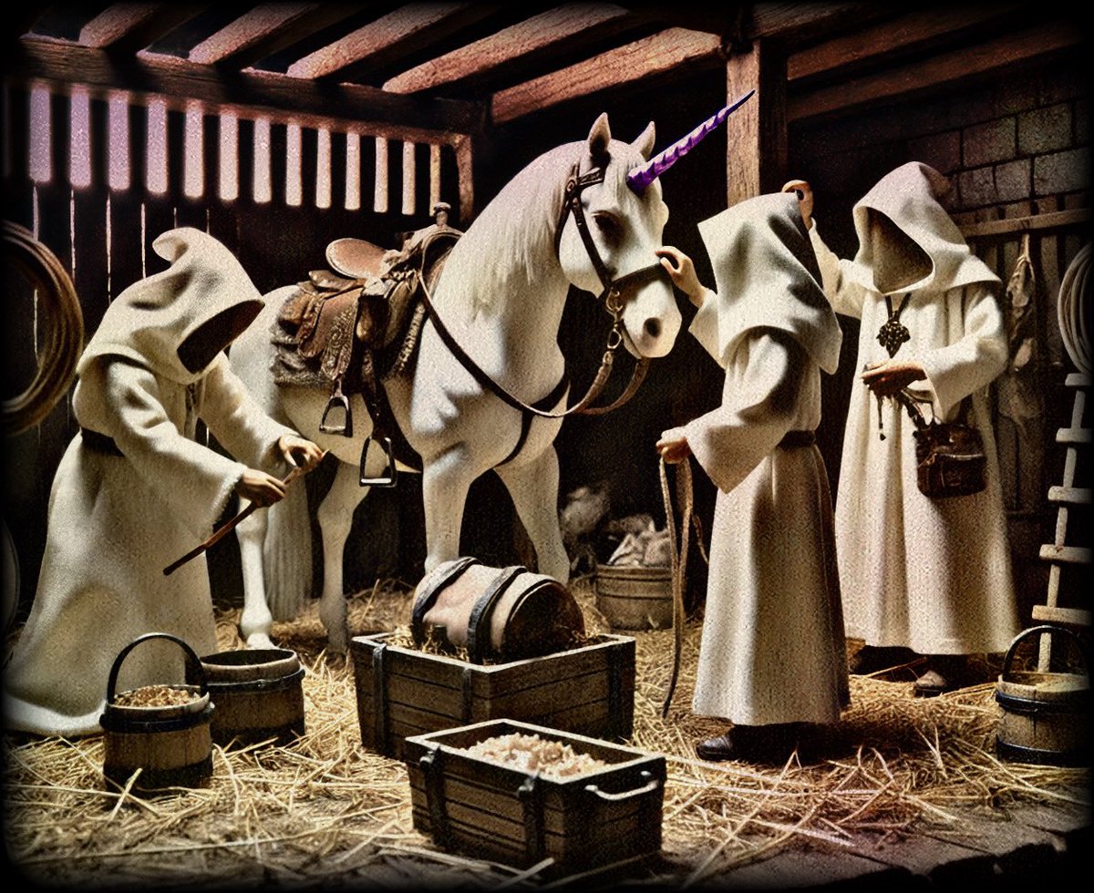 In the ancient stable’s quiet glow,
Cloaked hands prepare, 
where whispers flow. 🤫 

Hooves and horn,  🐴 
with purpose aligned.

Messengers rise,  🗣️ 
their fate defined.

#OG 589 on #XRPL 4 #xrpARMY &amp; #XRPCommunity /w #xrp

💬 t.me/RL589onXRPL
🔗 firstledger.net/token/r47648Mx…