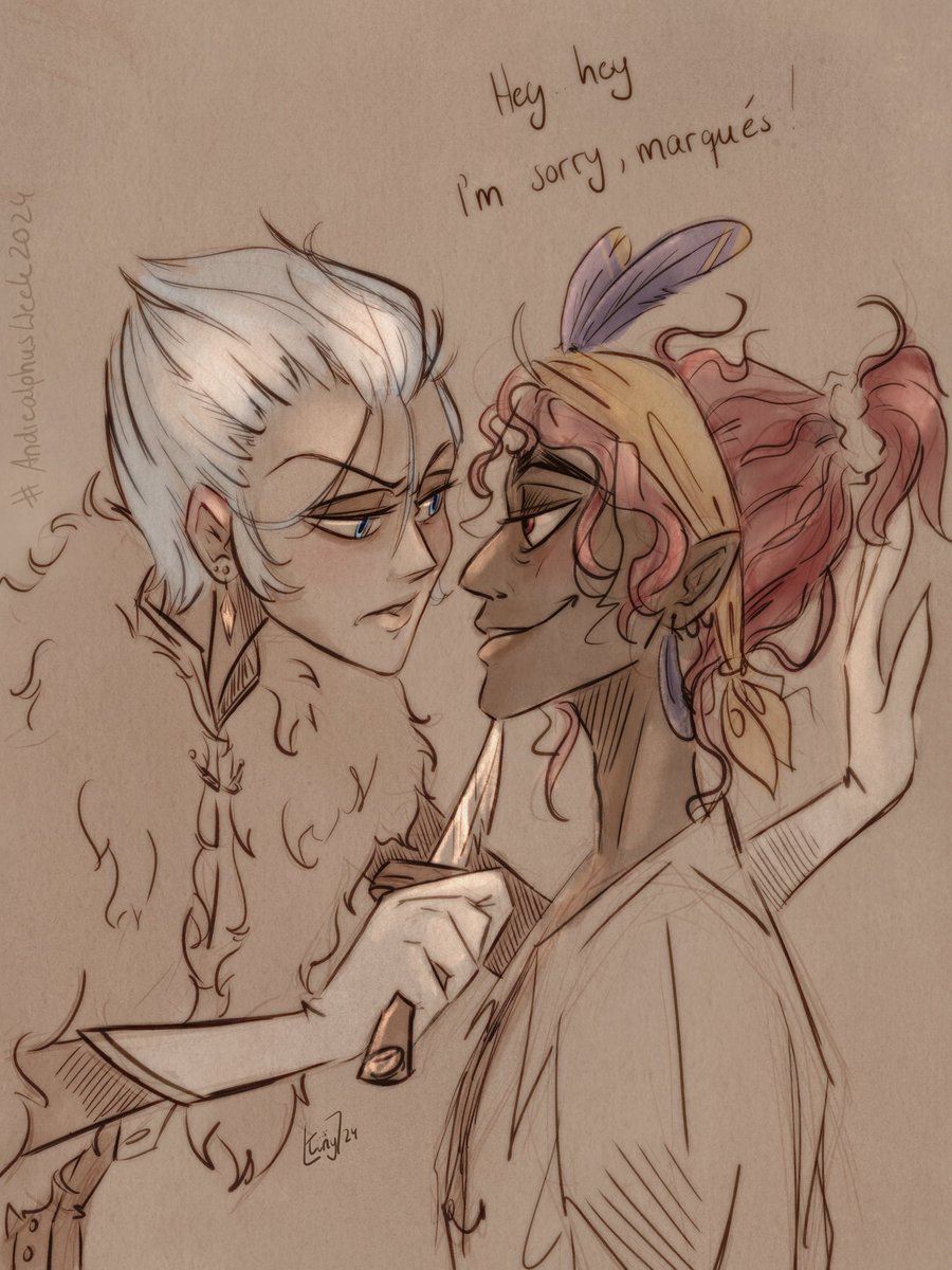 TTCaterpillar's tweet photo. 🎶There is nothing can console me…. But my jolly sailor bold🎶

Human pirate AU 🦚🦜 

Day 6 ~ AU

#Andrealphusweek2024 #Andrealphusweek https://t.co/ToZRckRbeH