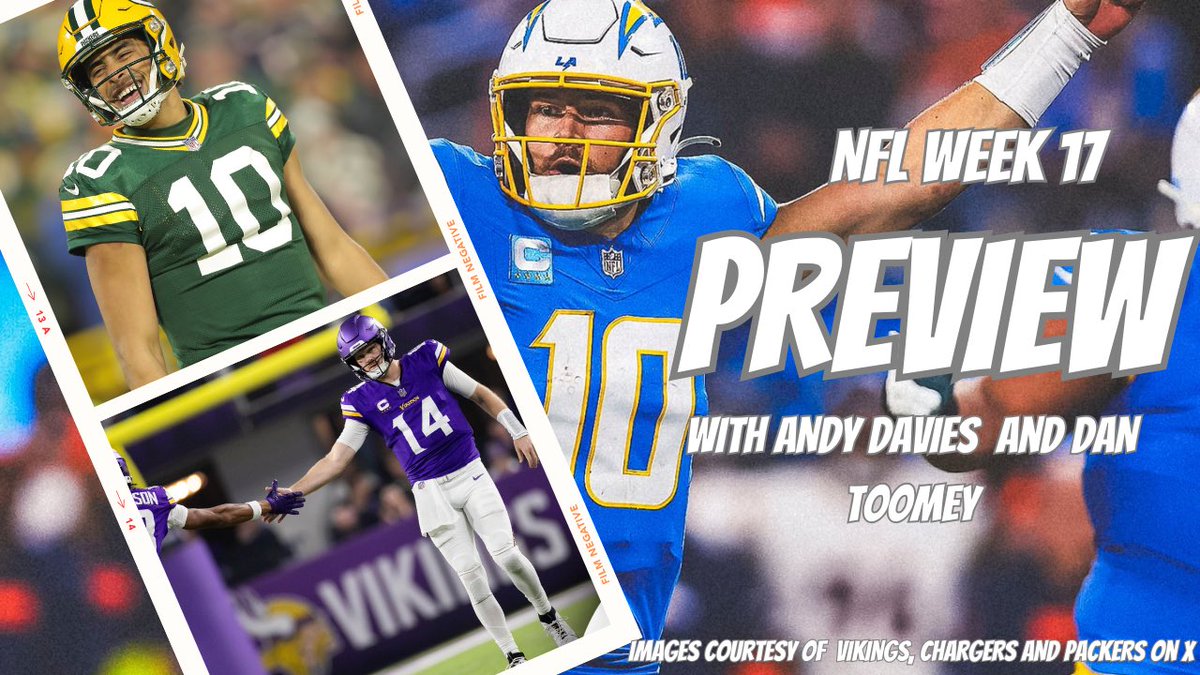across_thepod's tweet photo. Our Week 17 preview is out, as @AndyDaviesSport was joined by @DanT_NFL. 

They preview Packers Vikings and the Sam Darnold/JJ McCarthy situation, how the AFC playoff spots can be all confirmed this weekend and Andy reveals our SPECIAL announcement.

LISTEN BELOW⬇️🎧 https://t.co/JEGVvEBCsY